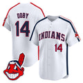 Men's Cleveland Indians Ricky 'Wild Thing' Vaughn Vapor Premier Limited Jersey - All Stitched - White, Larry Doby