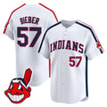 Men's Cleveland Indians Ricky 'Wild Thing' Vaughn Vapor Premier Limited Jersey - All Stitched - White, Shane Bieber
