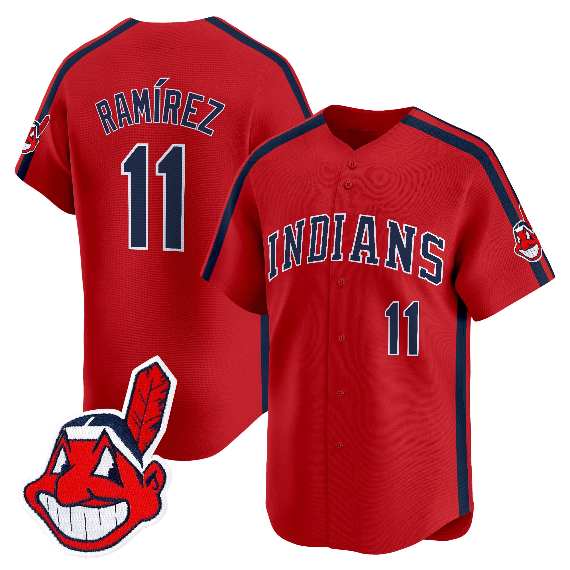 Men's Cleveland Indians Ricky 'Wild Thing' Vaughn Vapor Premier Limited Jersey - All Stitched - Red, José Ramírez