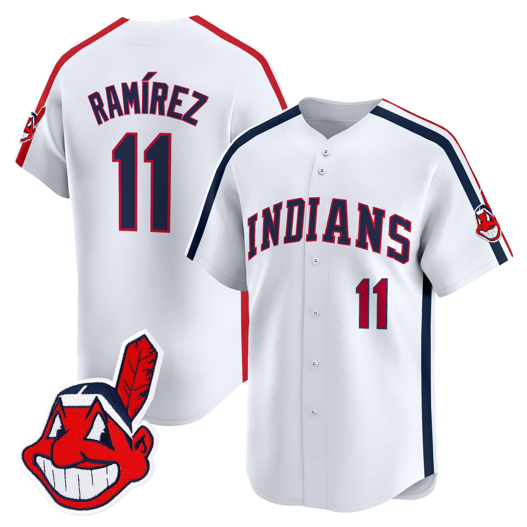 Men's Cleveland Indians Ricky 'Wild Thing' Vaughn Vapor Premier Limited Jersey - All Stitched - White, José Ramírez