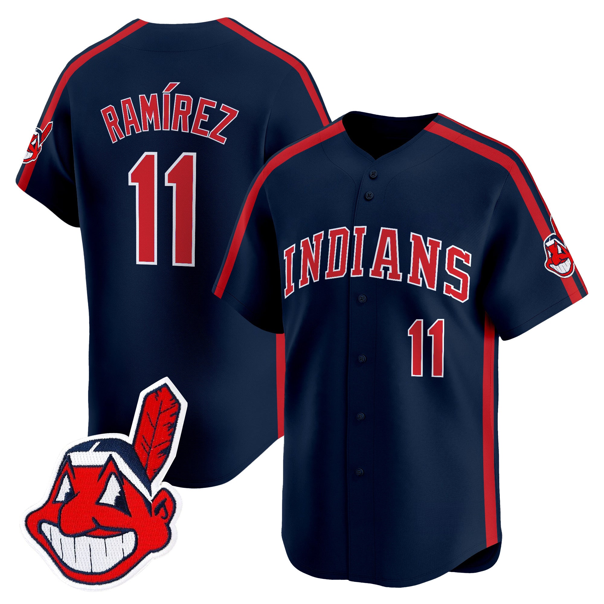 Men's Cleveland Indians Ricky 'Wild Thing' Vaughn Vapor Premier Limited Jersey - All Stitched - Navy, José Ramírez
