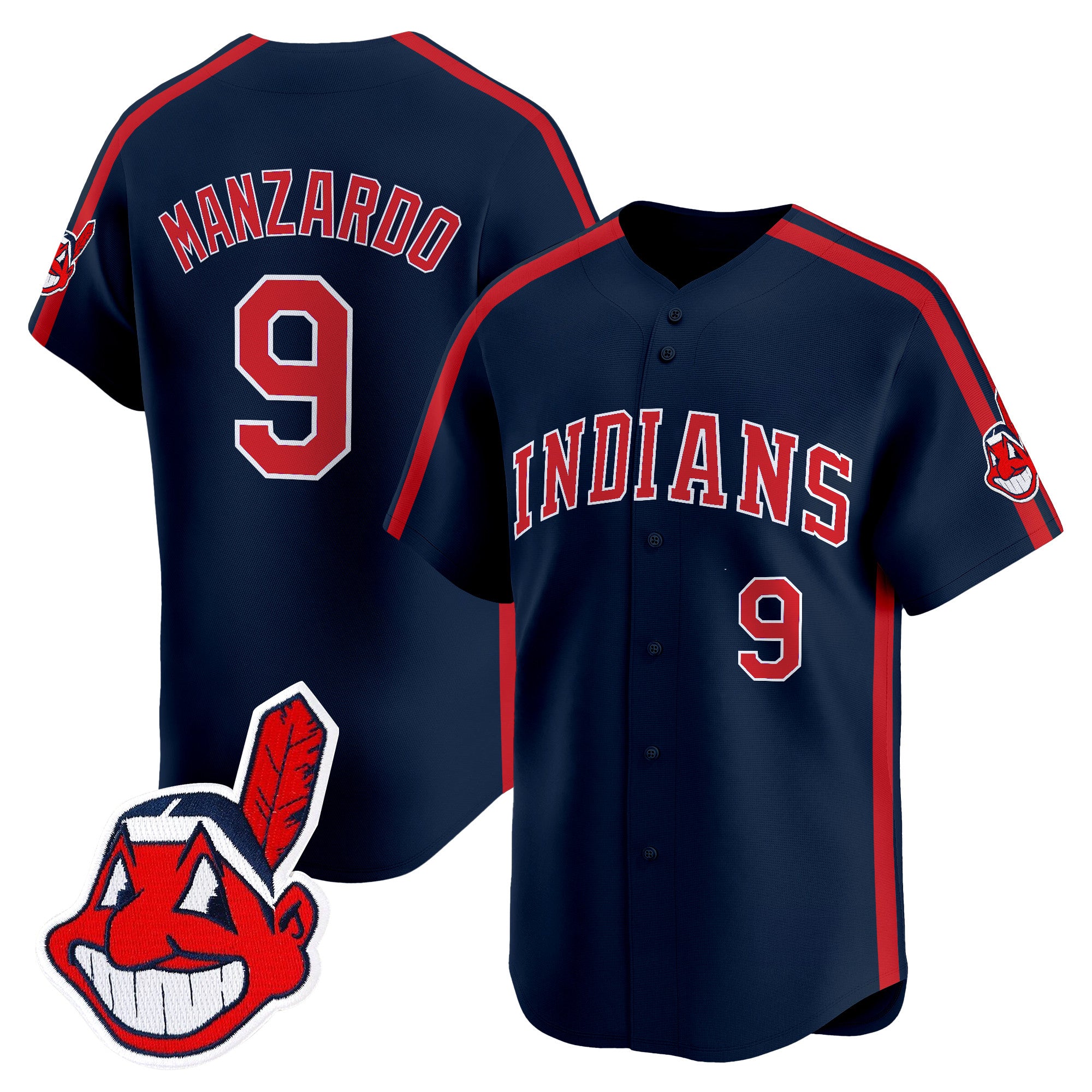 Men's Cleveland Indians Ricky 'Wild Thing' Vaughn Vapor Premier Limited Jersey - All Stitched - Navy, Kyle Manzardo