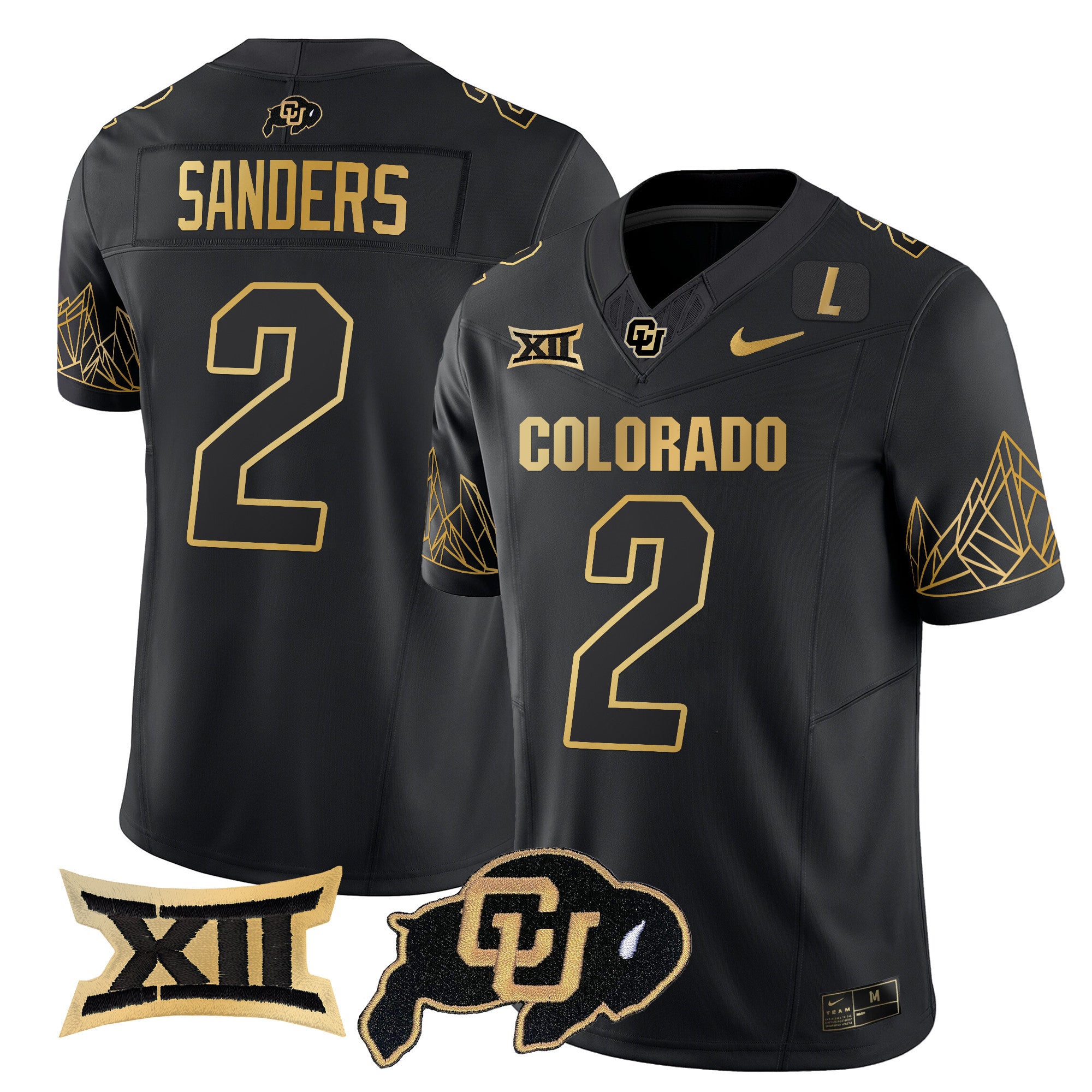 Men's Colorado Buffaloes Big 12 XII Patch Gold Vapor Limited Jersey - All Stitched