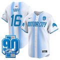 Men's Detroit Lions 90th Year Patch Vapor Premier Limited Jersey - All Stitched - White, Jared Goff