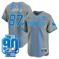 Men's Detroit Lions 90th Year Patch Vapor Premier Limited Jersey - All Stitched - Gray, Sam Laporta