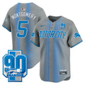 Men's Detroit Lions 90th Year Patch Vapor Premier Limited Jersey - All Stitched - Gray, David Montgomery