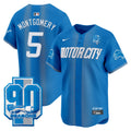 Men's Detroit Lions 90th Year Patch Vapor Premier Limited Jersey - All Stitched - Blue, David Montgomery