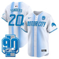 Men's Detroit Lions 90th Year Patch Vapor Premier Limited Jersey - All Stitched - White, Barry Sanders