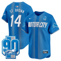 Men's Detroit Lions 90th Year Patch Vapor Premier Limited Jersey - All Stitched - Blue, St. Brown