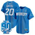 Men's Detroit Lions 90th Year Patch Vapor Premier Limited Jersey - All Stitched - Blue, Barry Sanders