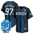 Men's Detroit Lions 90th Year Patch Vapor Premier Limited Jersey - All Stitched - Black, Hutchinson