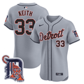 Men's Detroit Tigers Logo Patch Baseball Jersey - All Stitched - Flex Grey, Colt Keith