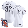 Men's Detroit Tigers Logo Patch Baseball Jersey - All Stitched - Flex White, Colt Keith
