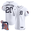 Men's Detroit Tigers Logo Patch Baseball Jersey - All Stitched - Flex White, Spencer Torkelson