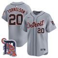 Men's Detroit Tigers Logo Patch Baseball Jersey - All Stitched - Cool Grey, Spencer Torkelson
