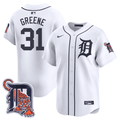 Men's Detroit Tigers Logo Patch Baseball Jersey - All Stitched - Cool White, Riley Greene