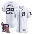 Men's Detroit Tigers Logo Patch Baseball Jersey - All Stitched - Flex White, Tarik Skubal