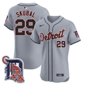 Men's Detroit Tigers Logo Patch Baseball Jersey - All Stitched - Flex Grey, Tarik Skubal