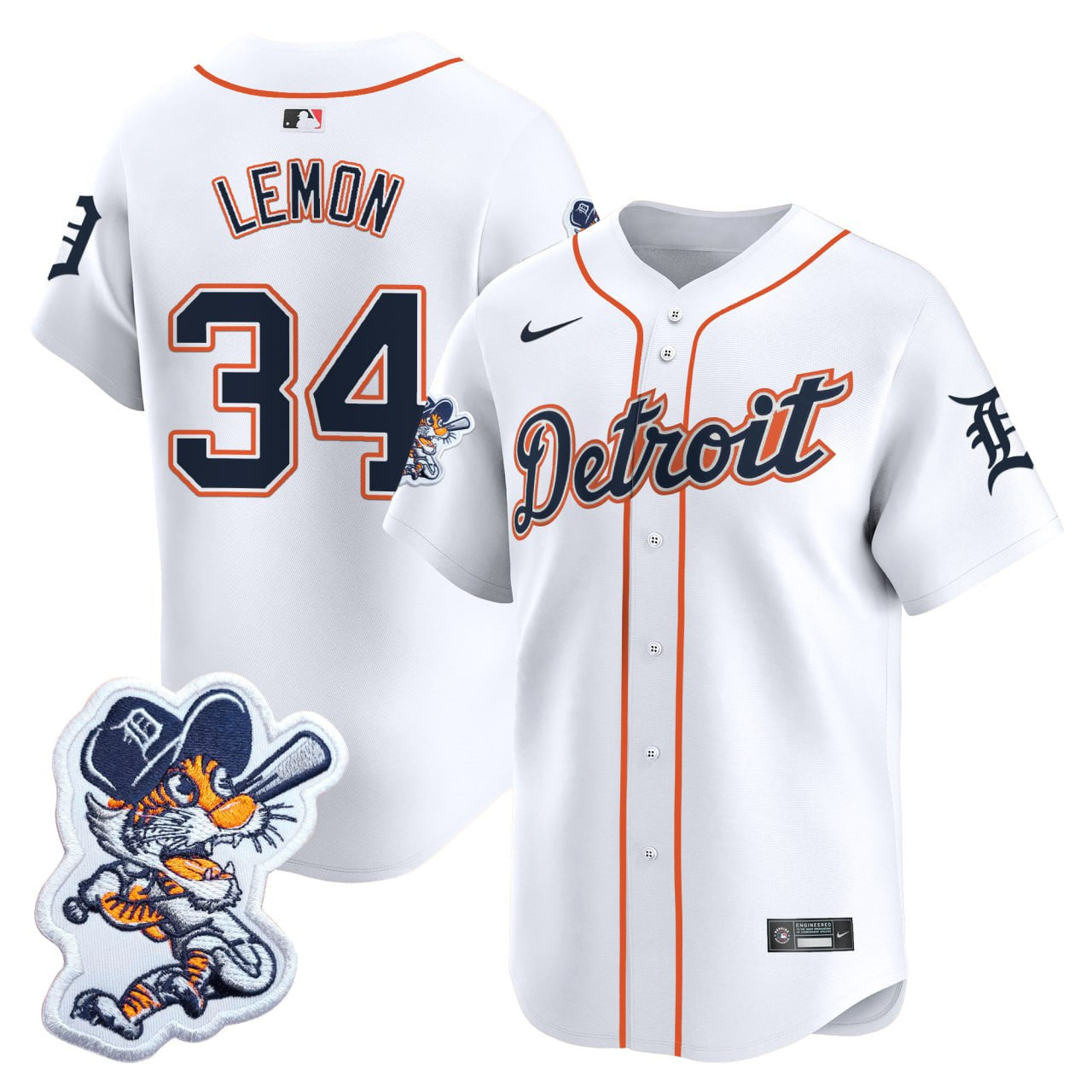 Men's Detroit Tigers Paws Patch Vapor Premier Limited Jersey - All Stitched - White, Chet Lemon