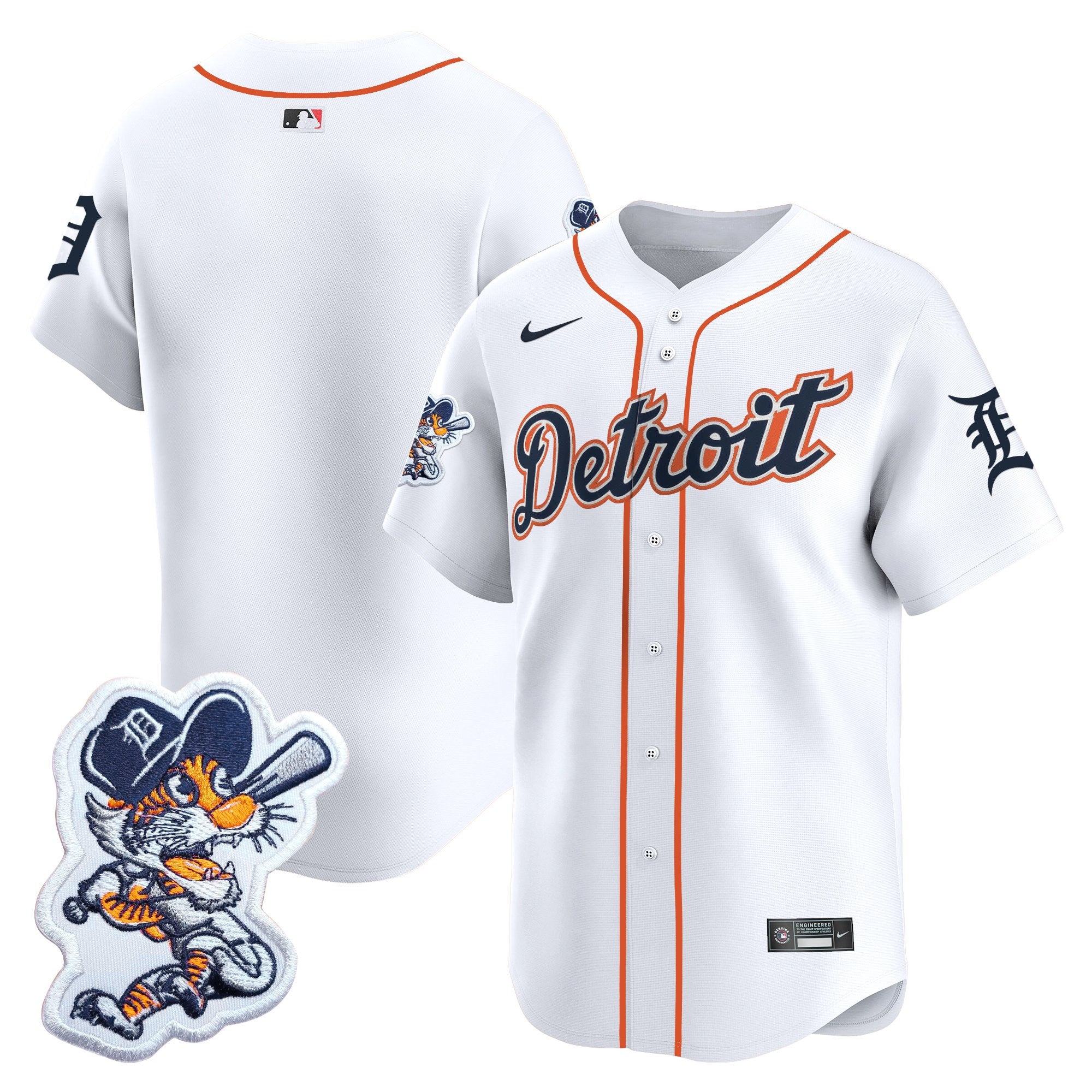 Men's Detroit Tigers Paws Patch Vapor Premier Limited Jersey - All Stitched - White, Team