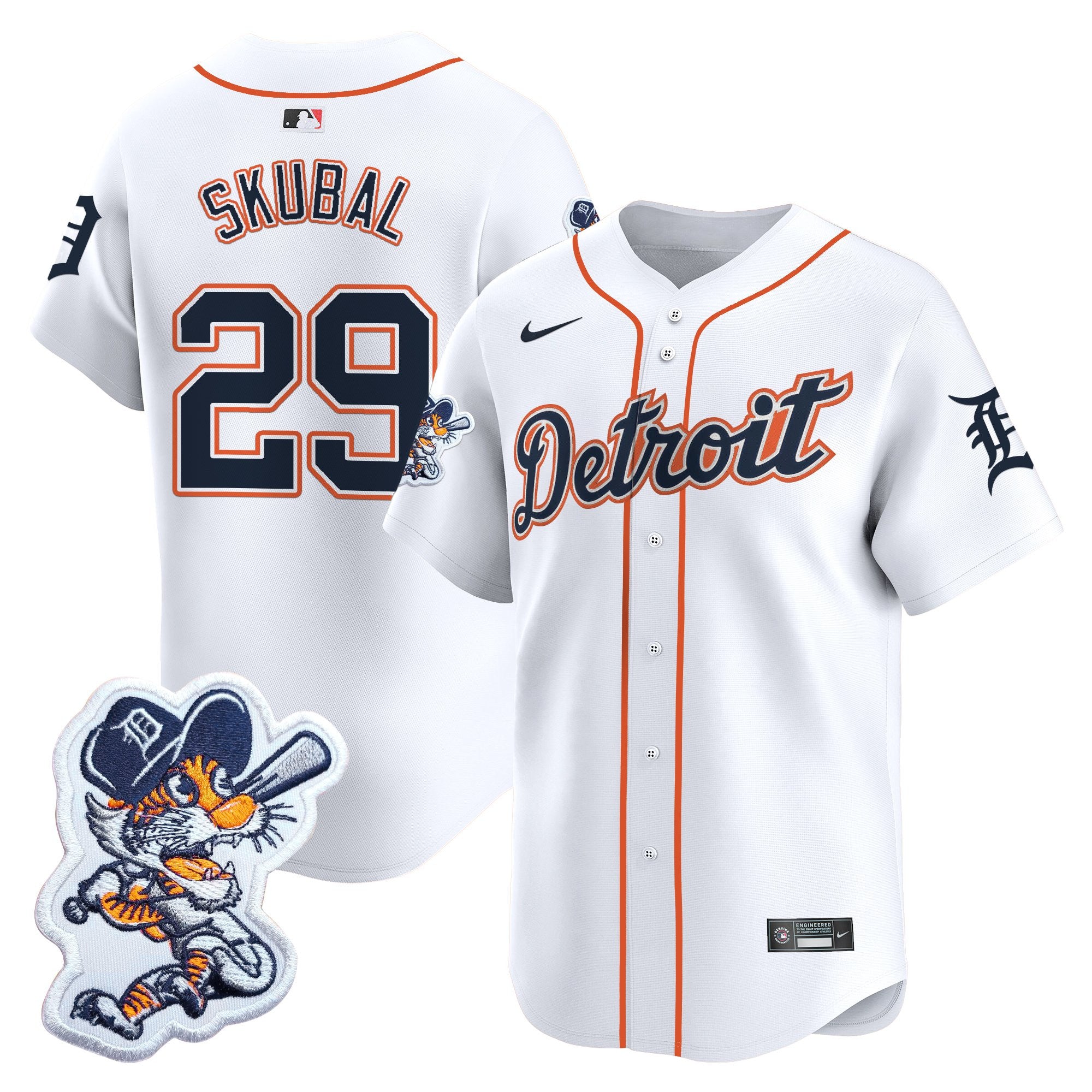 Men's Detroit Tigers Paws Patch Vapor Premier Limited Jersey - All Stitched - White, Tarik Skubal