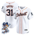 Men's Detroit Tigers Paws Patch Vapor Premier Limited Jersey - All Stitched - White, Riley Greene