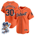 Men's Detroit Tigers Paws Patch Vapor Premier Limited Jersey - All Stitched - Orange, Kerry Carpenter