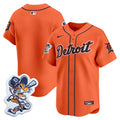 Men's Detroit Tigers Paws Patch Vapor Premier Limited Jersey - All Stitched - Orange, Team