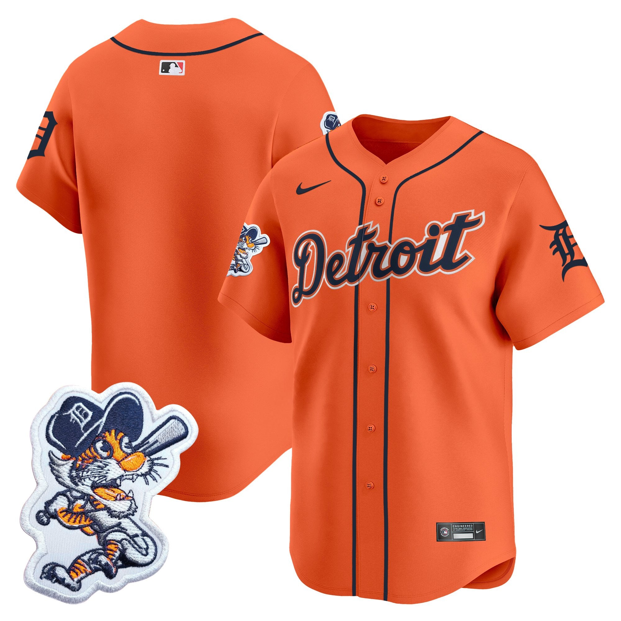 Men's Detroit Tigers Paws Patch Vapor Premier Limited Jersey - All Stitched - Orange, Team