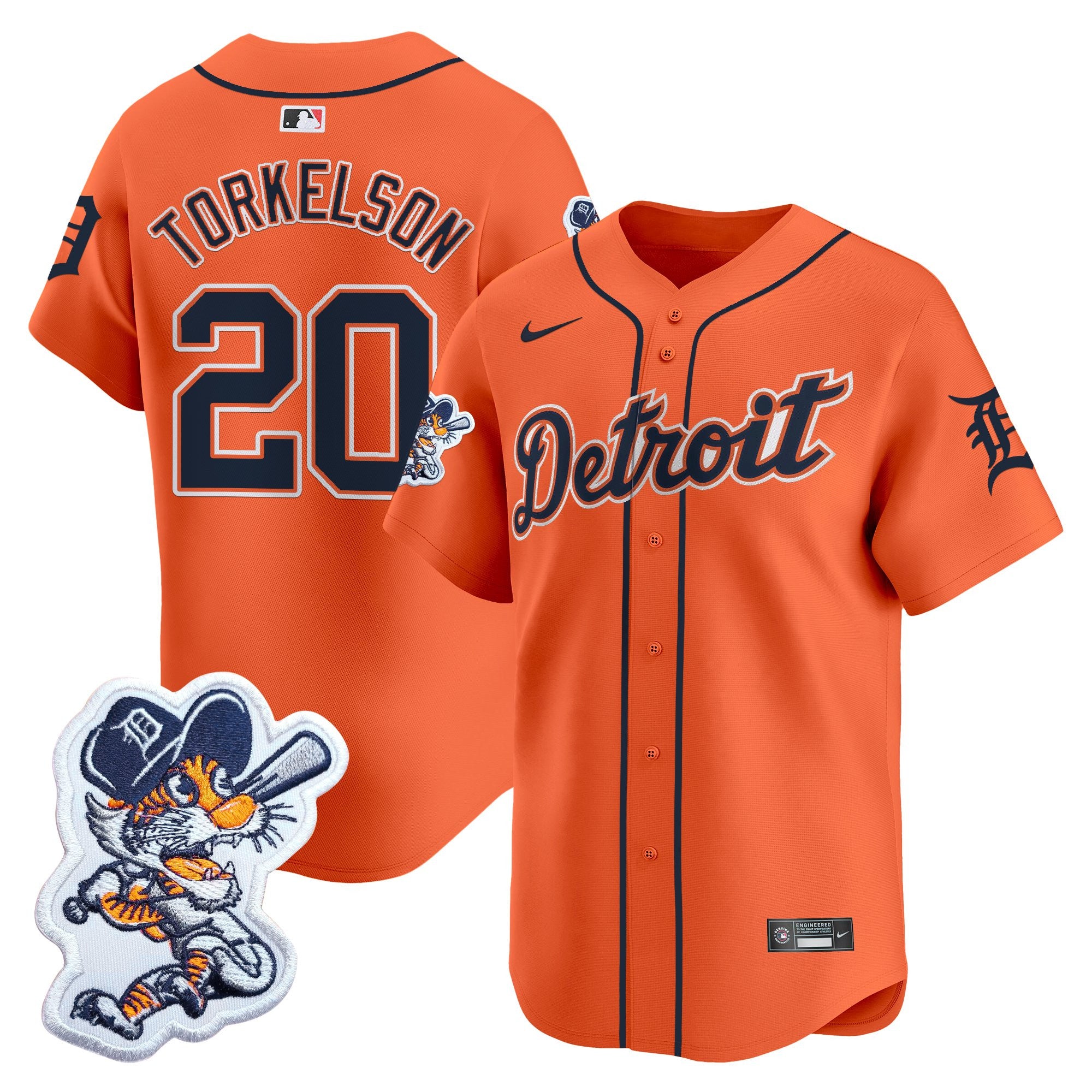 Men's Detroit Tigers Paws Patch Vapor Premier Limited Jersey - All Stitched - Orange, Spencer Torkelson