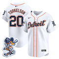 Men's Detroit Tigers Paws Patch Vapor Premier Limited Jersey - All Stitched - White, Spencer Torkelson