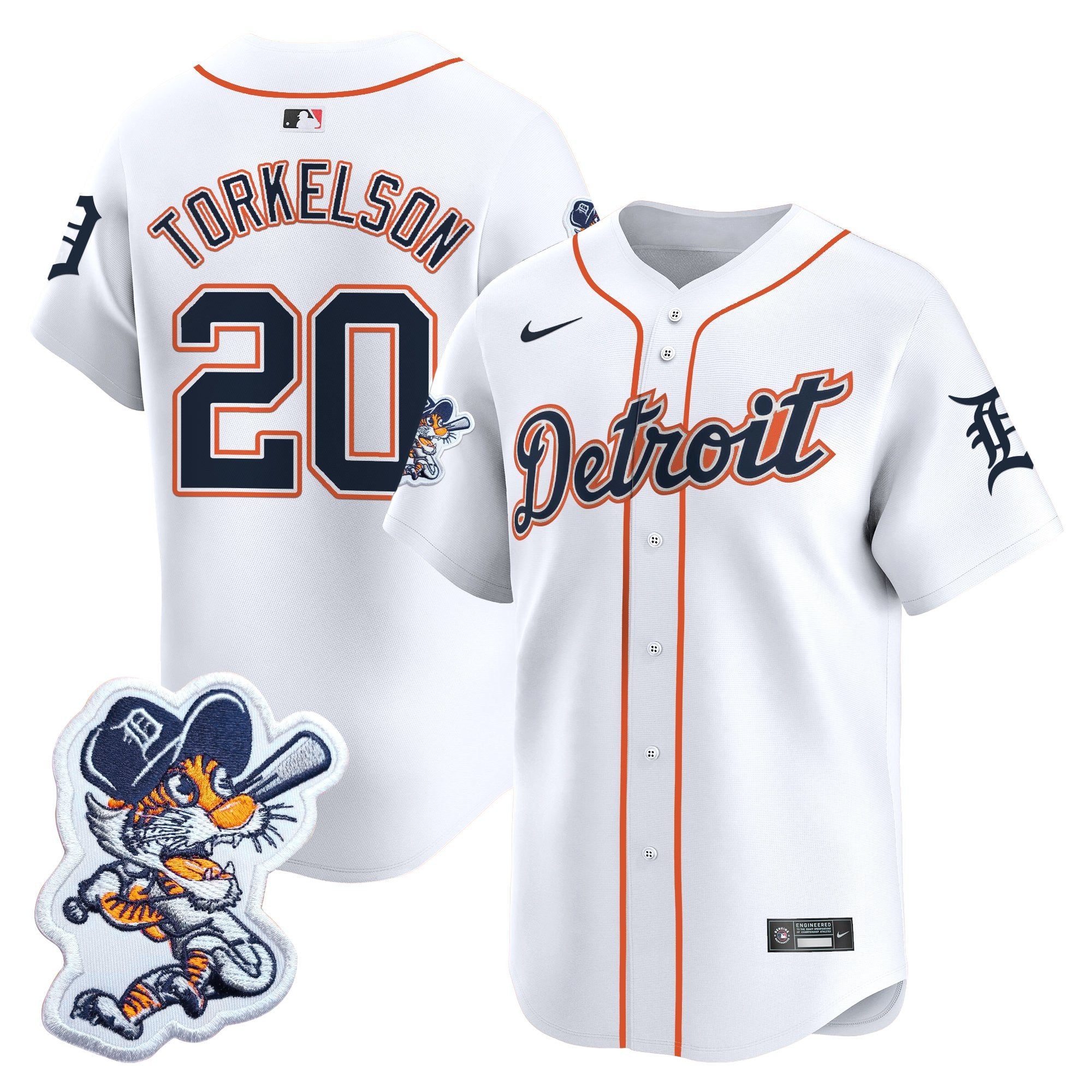 Men's Detroit Tigers Paws Patch Vapor Premier Limited Jersey - All Stitched - White, Spencer Torkelson