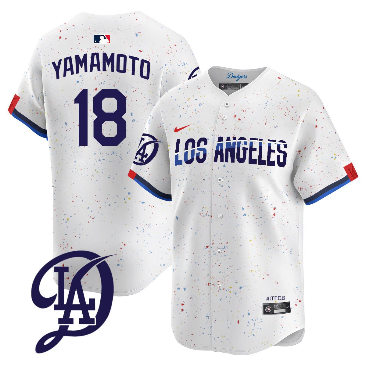 Men's Dodgers 2024 City Connect Vapor Premier Limited Jersey - All Stitched - White, Yoshinobu Yamamoto