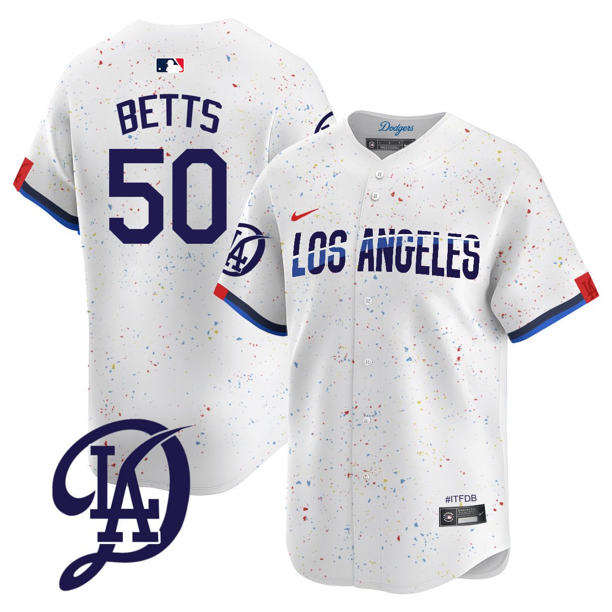 Men's Dodgers 2024 City Connect Vapor Premier Limited Jersey - All Stitched - White, Mookie Betts