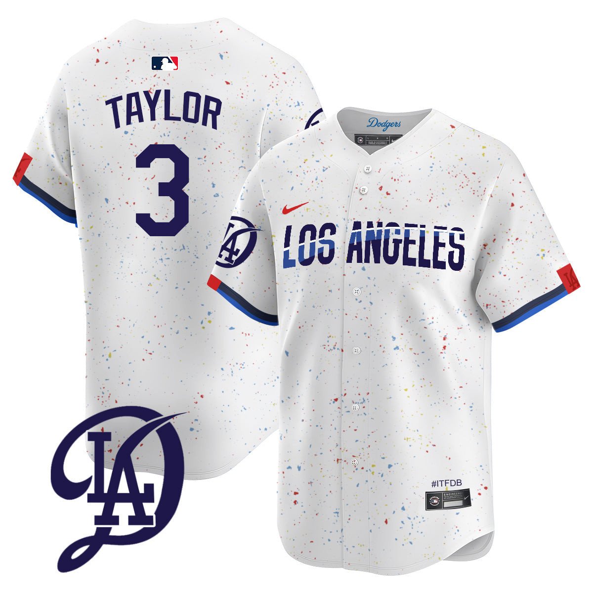 Men's Dodgers 2024 City Connect Vapor Premier Limited Jersey - All Stitched - White, Chris Taylor