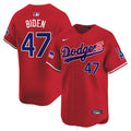 Men's Dodgers 2024 Independence Day Vapor Premier Limited Jersey - All Stitched - Red, Joe Biden