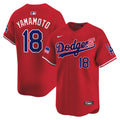 Men's Dodgers 2024 Independence Day Vapor Premier Limited Jersey - All Stitched - Red, Yamamoto