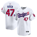 Men's Dodgers 2024 Independence Day Vapor Premier Limited Jersey - All Stitched - White, Joe Biden