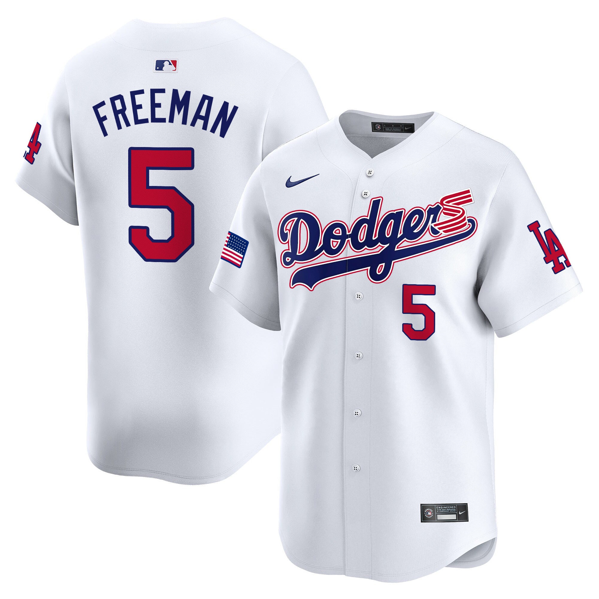 Men's Dodgers 2024 Independence Day Vapor Premier Limited Jersey - All Stitched - White, Freddie Freeman