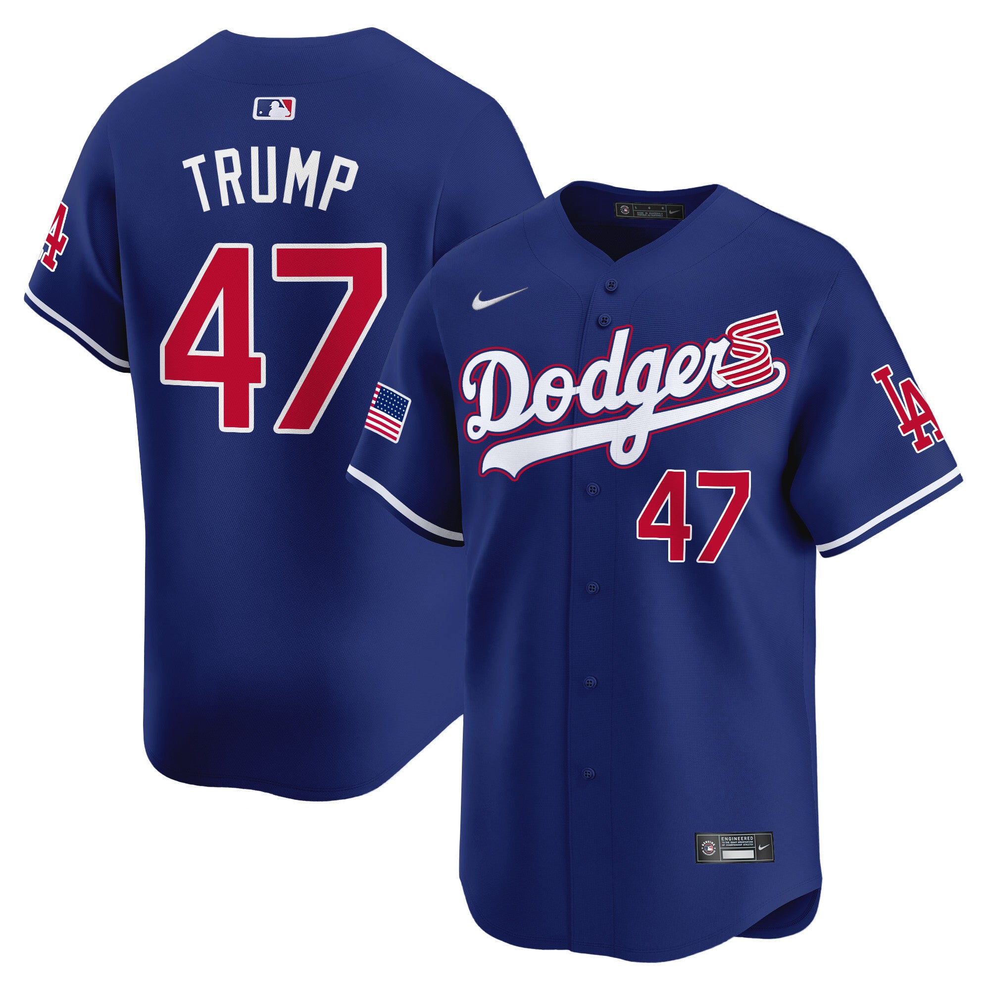 Men's Dodgers 2024 Independence Day Vapor Premier Limited Jersey - All Stitched - Royal, Donald Trump