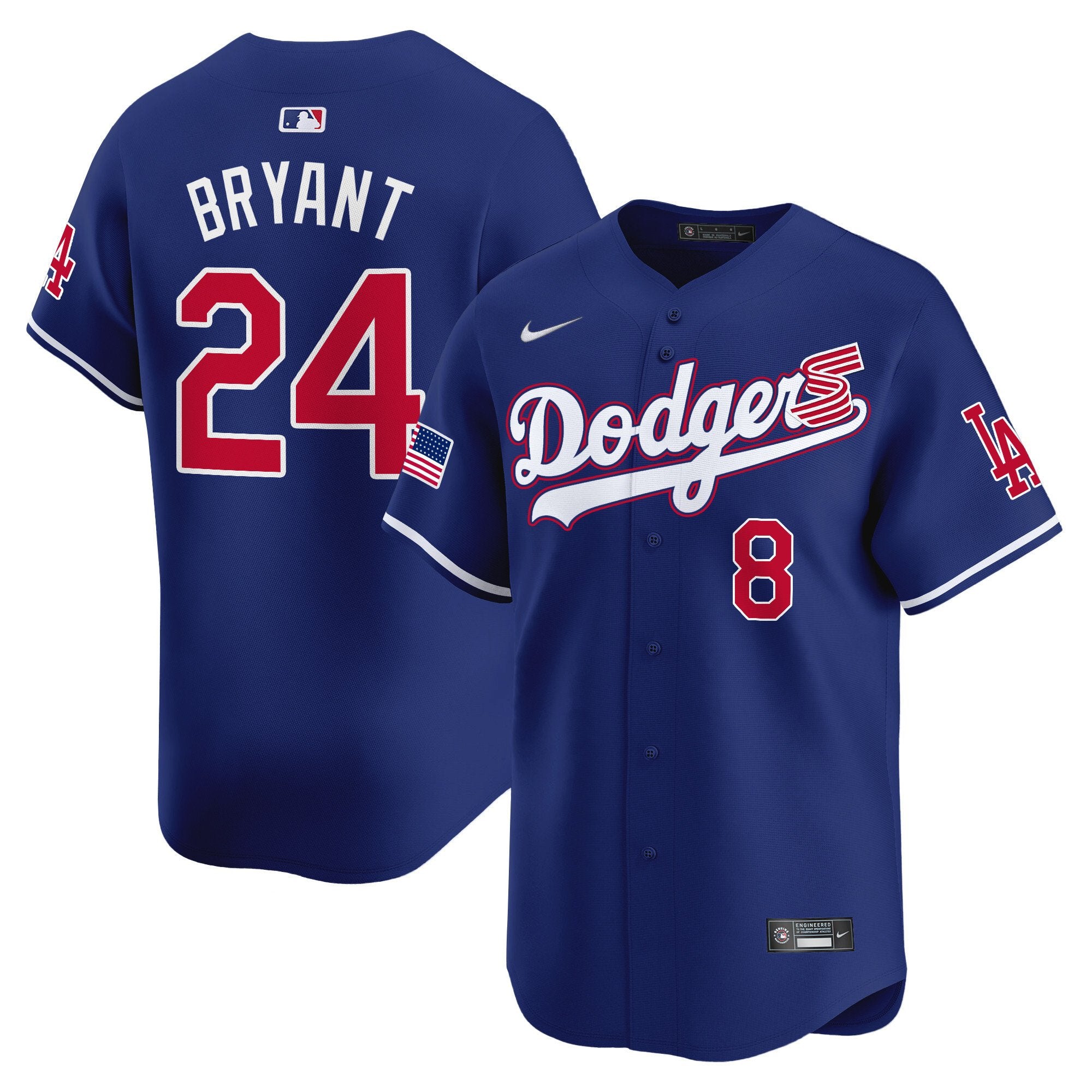 Men's Dodgers 2024 Independence Day Vapor Premier Limited Jersey - All Stitched - Royal, Kobe Bryant
