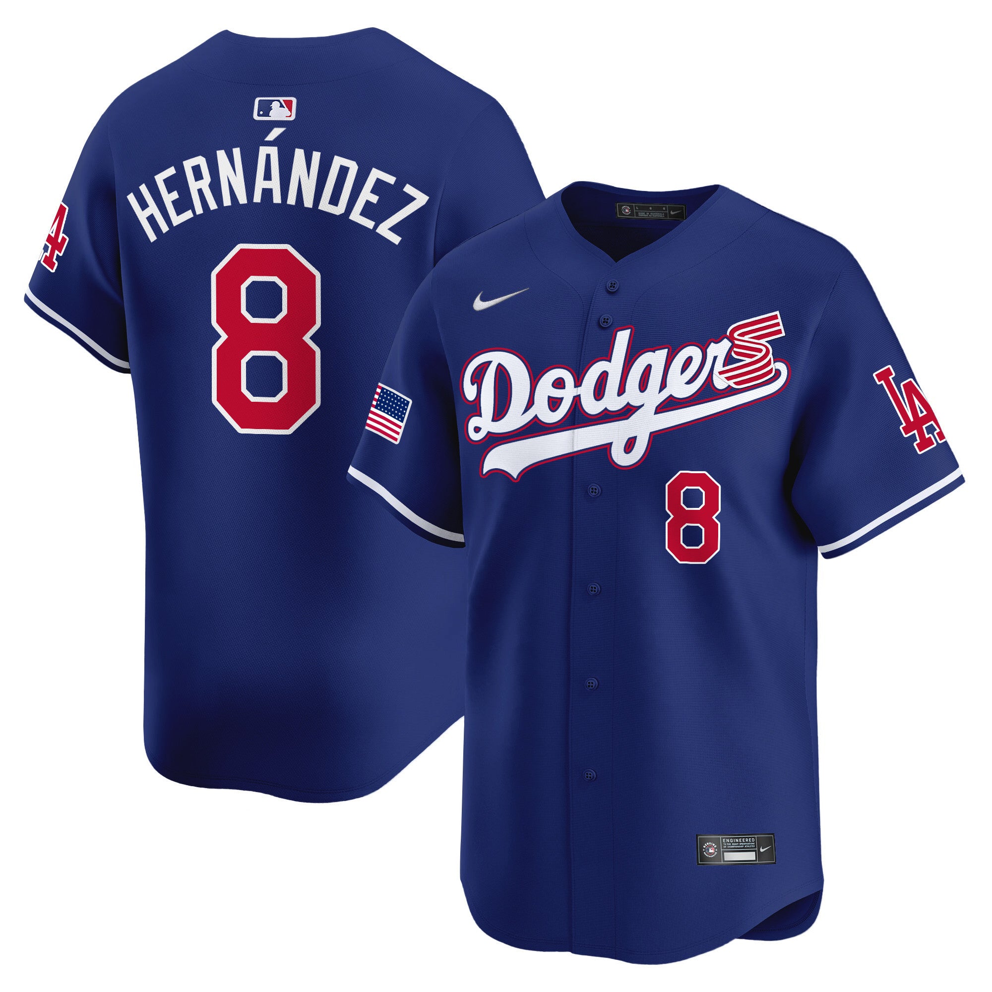 Men's Dodgers 2024 Independence Day Vapor Premier Limited Jersey - All Stitched - Royal, Kike Hernandez