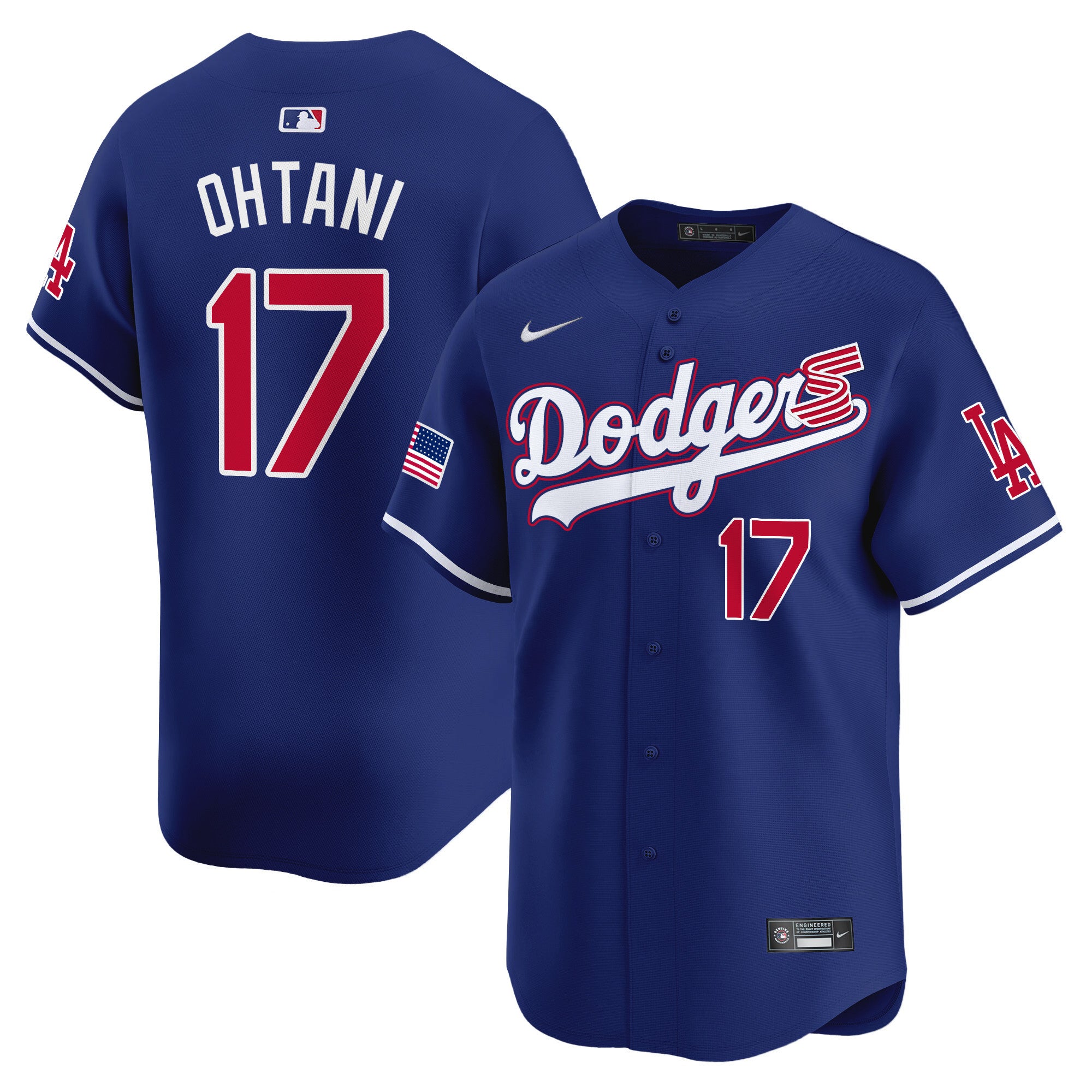 Men's Dodgers 2024 Independence Day Vapor Premier Limited Jersey - All Stitched - Royal, Shohei Ohtani