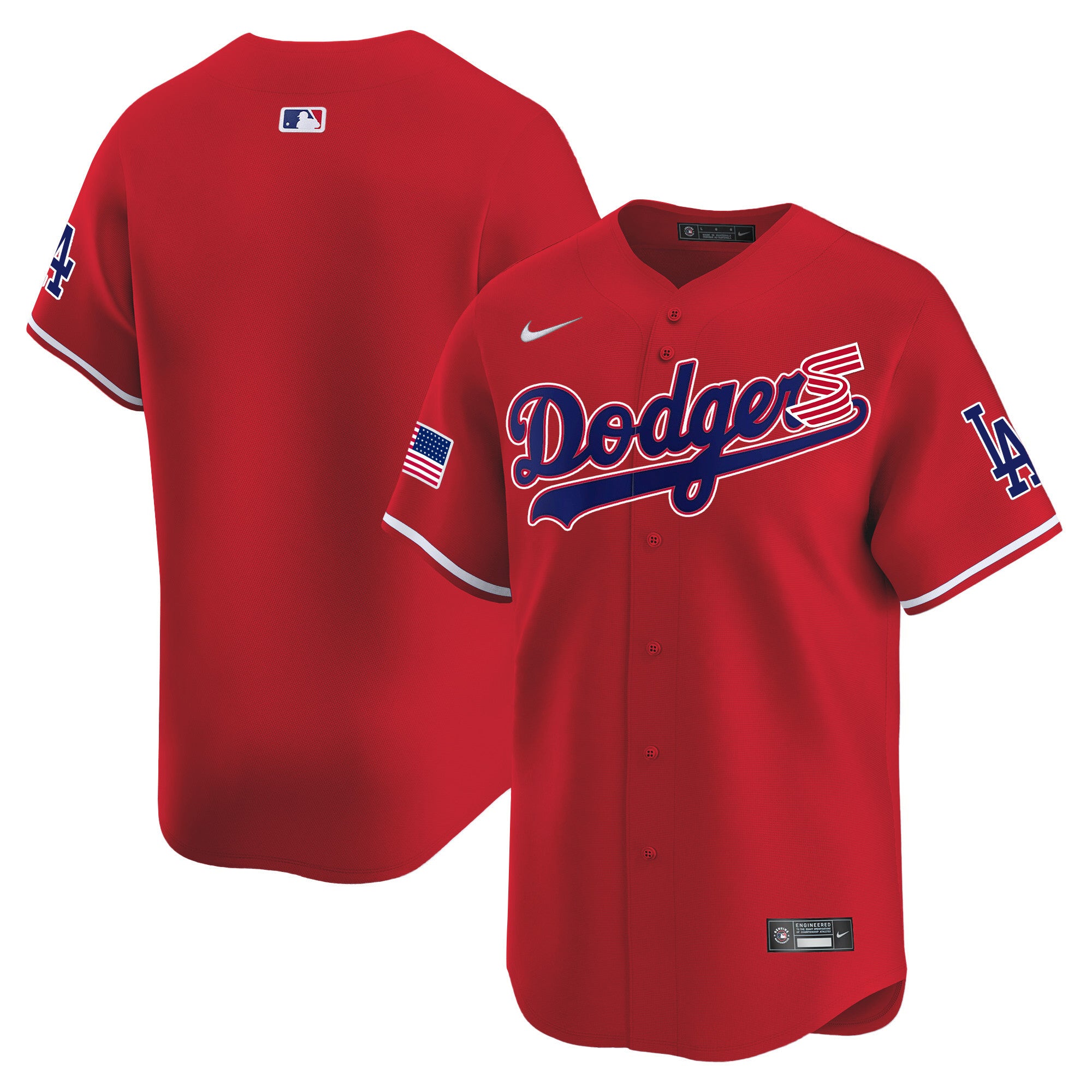 Men's Dodgers 2024 Independence Day Vapor Premier Limited Jersey - All Stitched - Red, Team