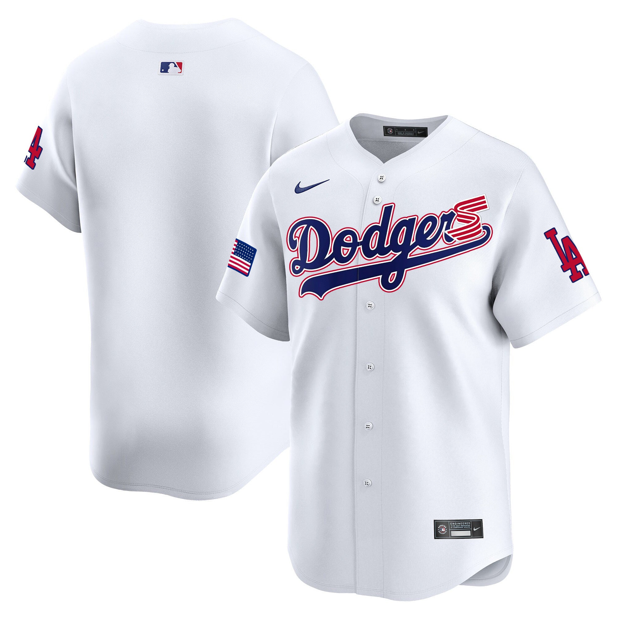 Men's Dodgers 2024 Independence Day Vapor Premier Limited Jersey - All Stitched - White, Team