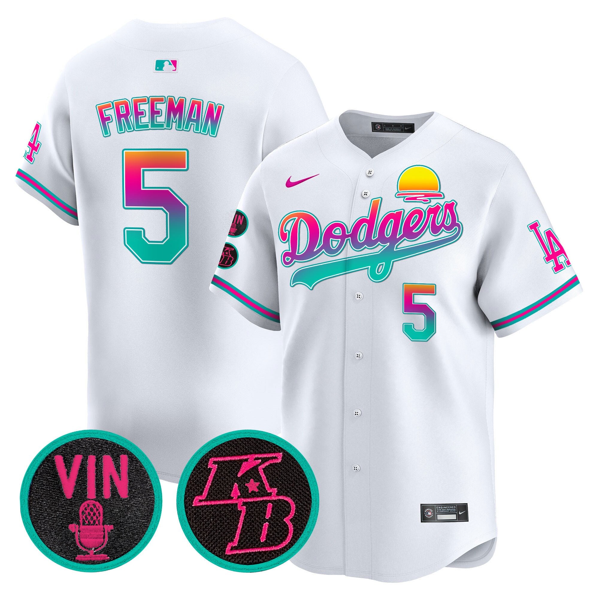 Men's Dodgers 2024 Los Angeles City Style Vapor Premier Limited Jersey V2 - All Stitched - White, Freddie Freeman