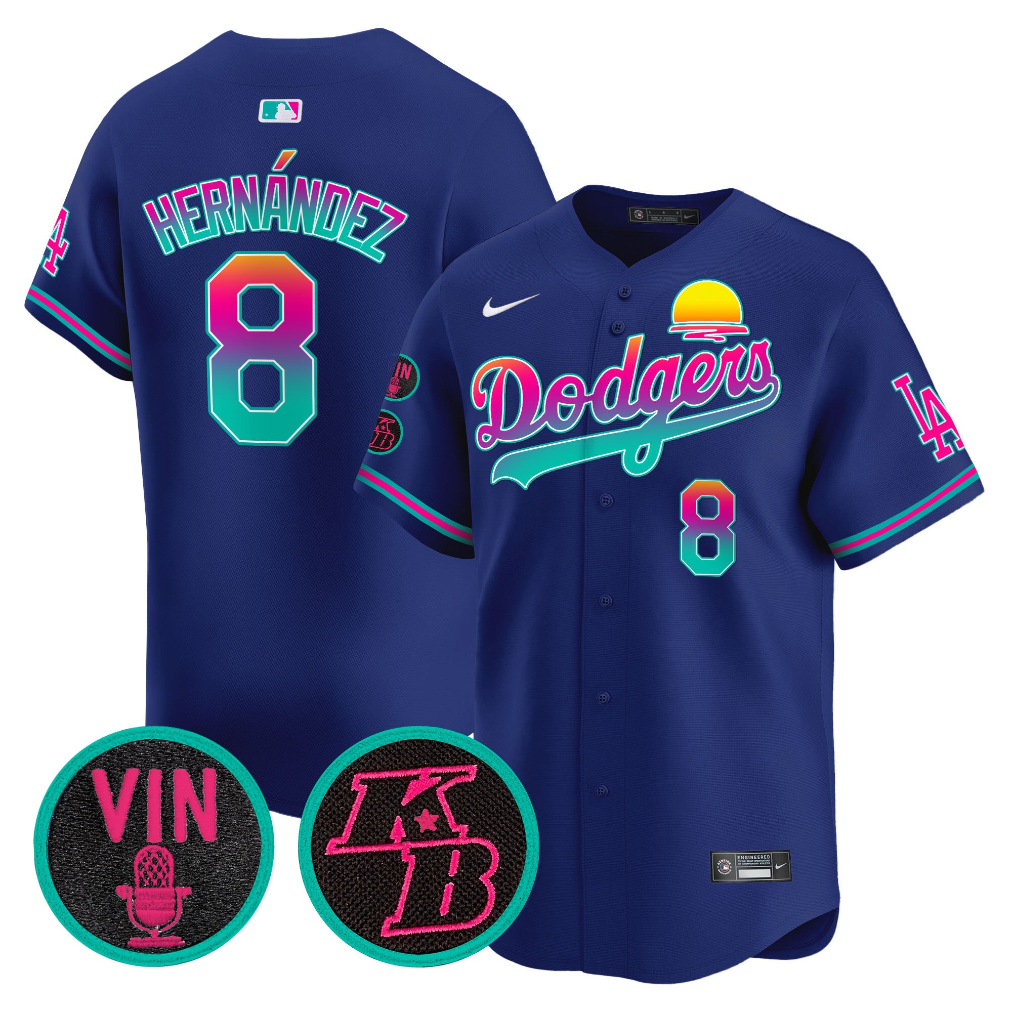 Men's Dodgers 2024 Los Angeles City Style Vapor Premier Limited Jersey V2 - All Stitched - Royal, Kike Hernandez
