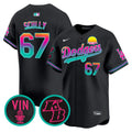 Men's Dodgers 2024 Los Angeles City Style Vapor Premier Limited Jersey V2 - All Stitched - Black, Vin Scully