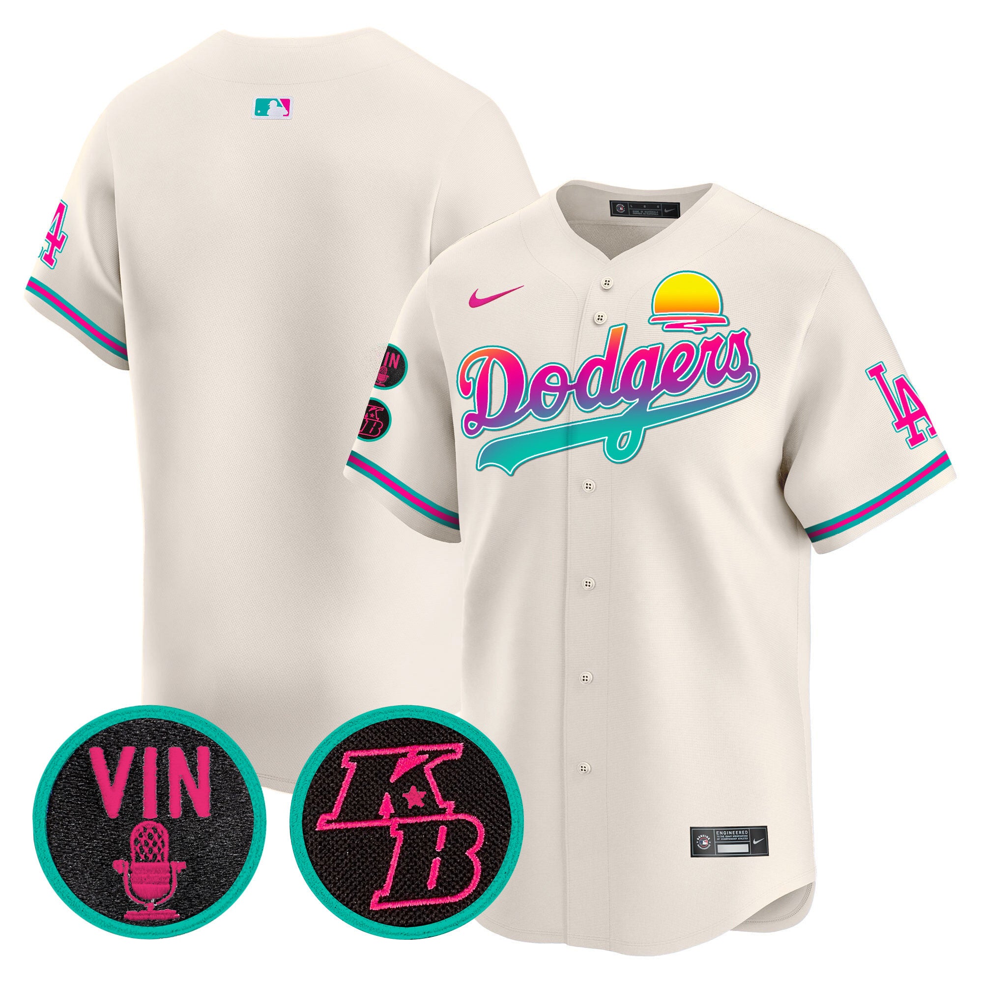 Men's Dodgers 2024 Los Angeles City Style Vapor Premier Limited Jersey V2 - All Stitched - Cream, Team
