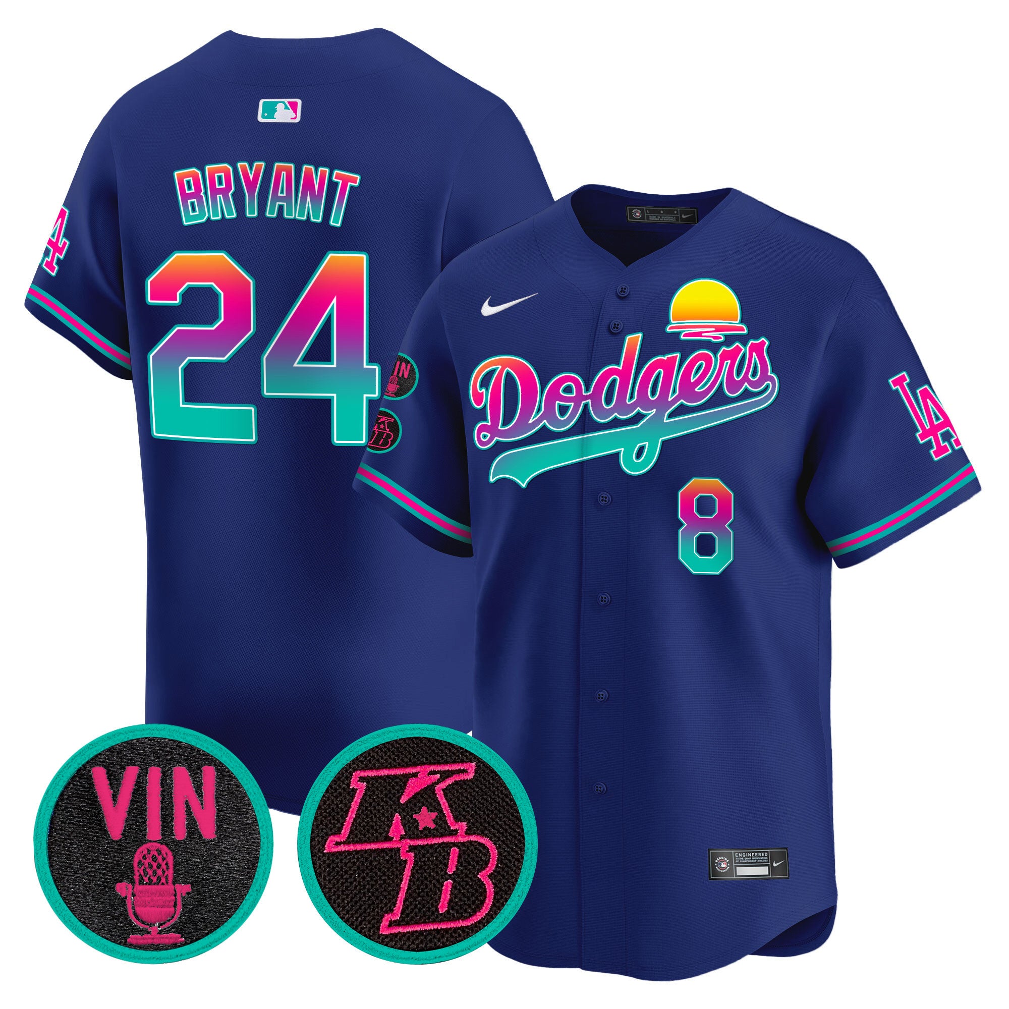 Men's Dodgers 2024 Los Angeles City Style Vapor Premier Limited Jersey V2 - All Stitched - Royal, Kobe Bryant